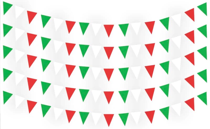 Banderin Liso Tricolor en tira de Plastico Picado