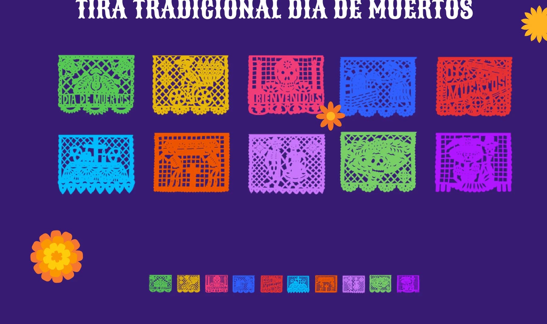 Tira Tradicional Dia De Muertos - Día de Muertos (Plastico) - Diseño - Papel Picado Auténtico DecorameC