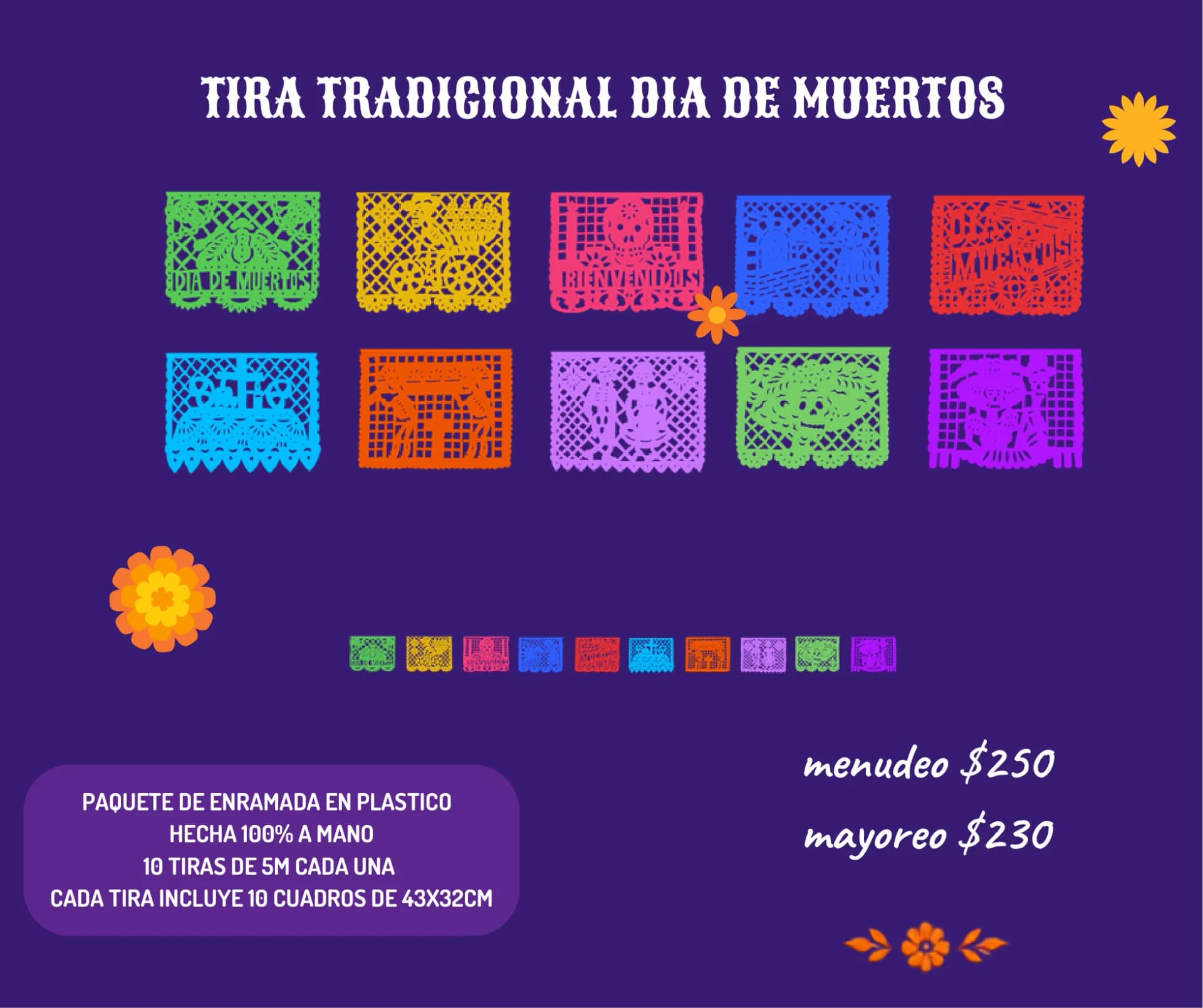 Tira Tradicional Dia De Muertos - Día de Muertos (Plastico) - Catálogo VIP