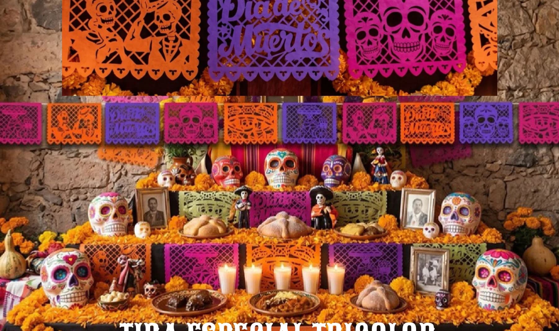 Tira Especial Tricolor - Día de Muertos (Plastico) - Diseño