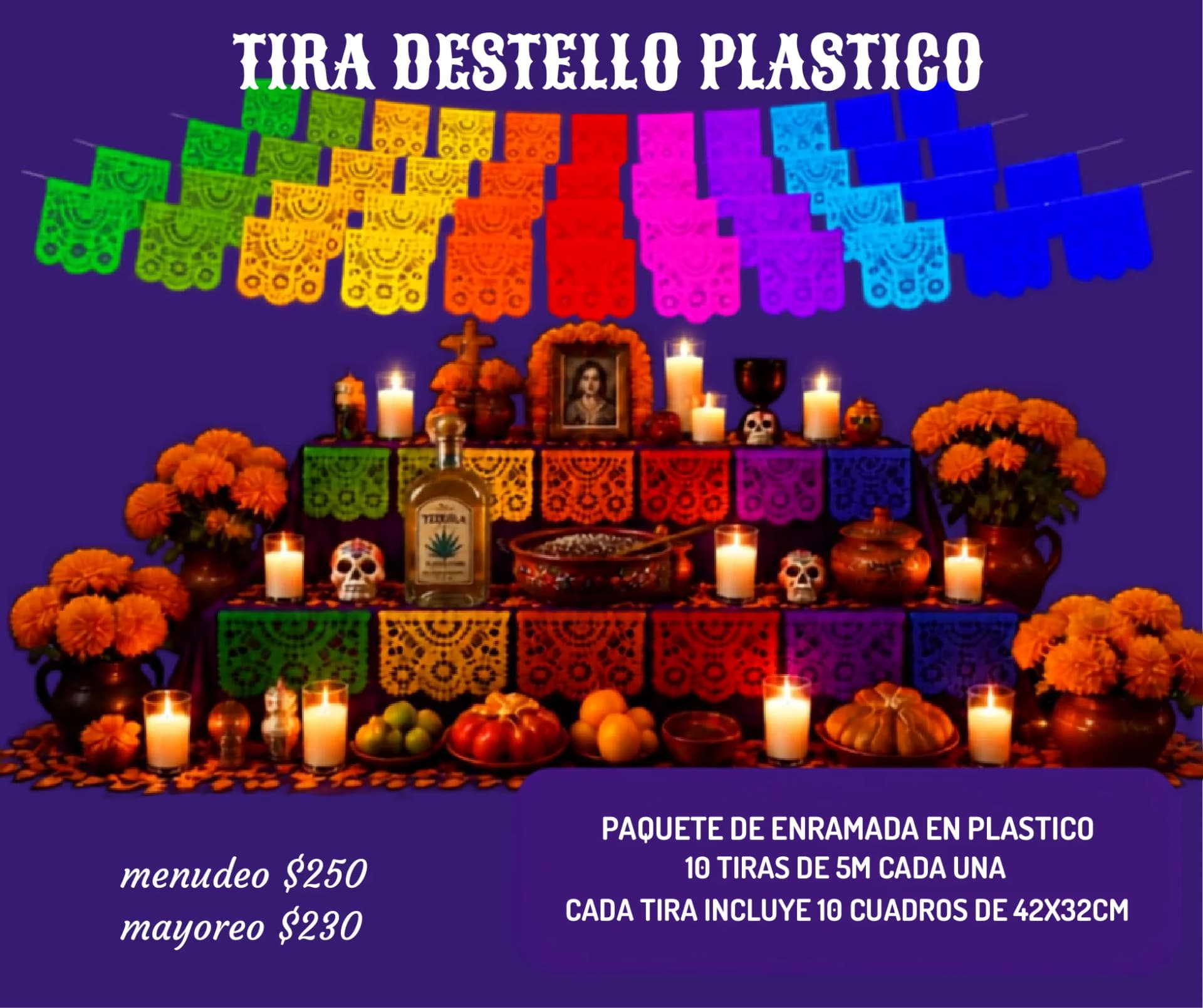 Tira Destello Plastico - Día de Muertos (Plastico) - Catálogo VIP