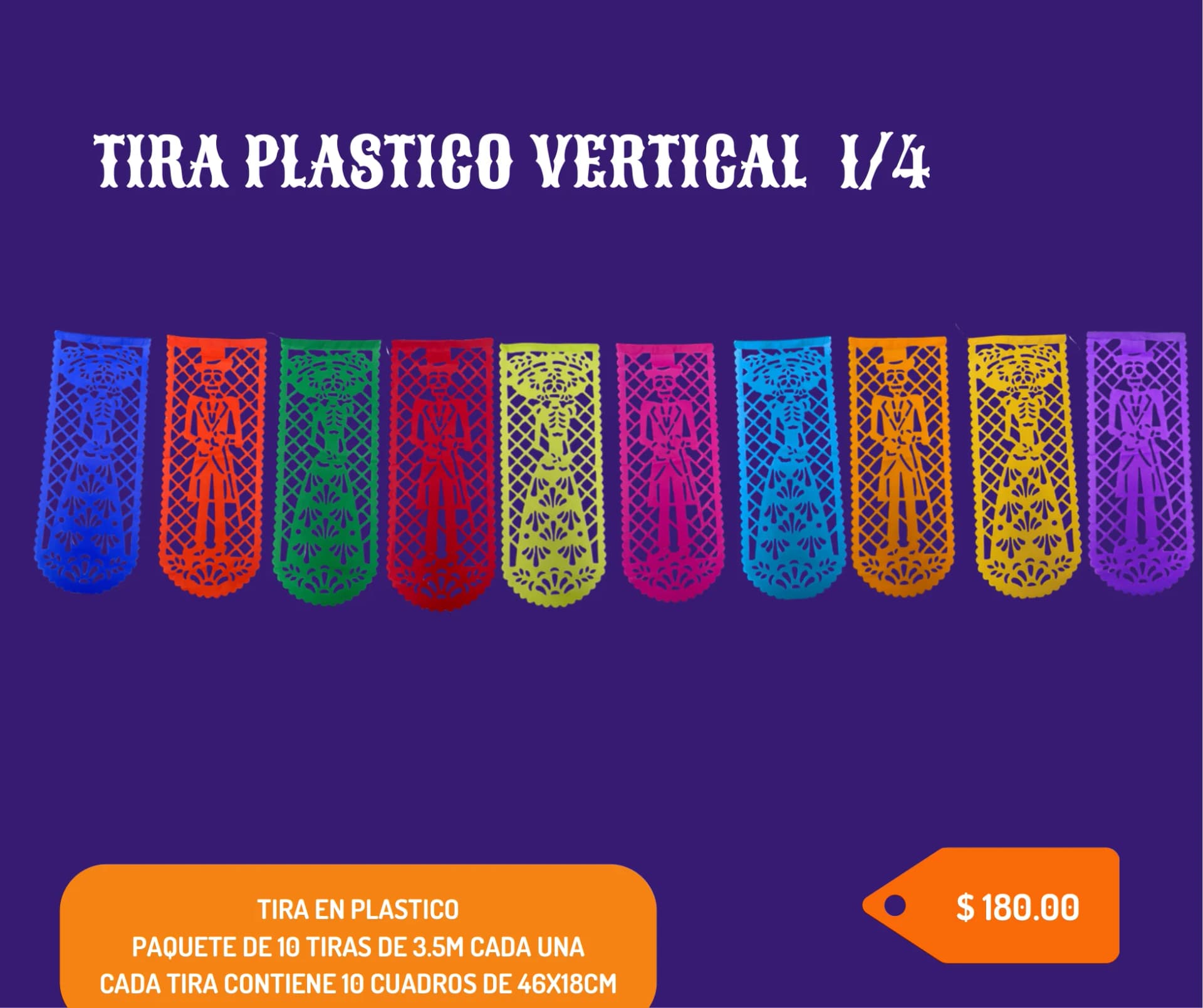 Tira Plastico Vertical 1/4 - Día de Muertos (Plastico) - Catálogo VIP