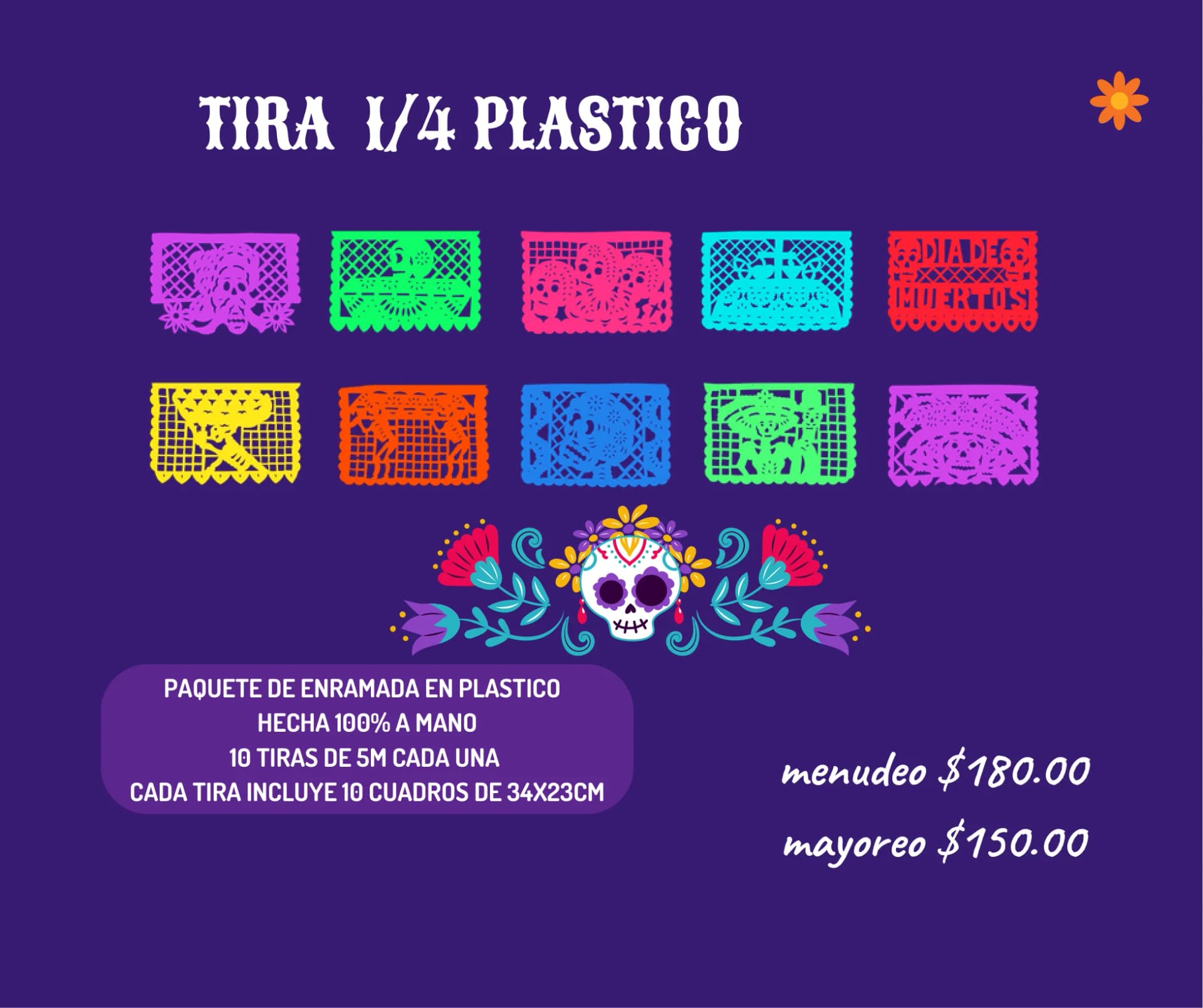 Tira 1/4 Plastico - Día de Muertos (Plastico) - Catálogo VIP