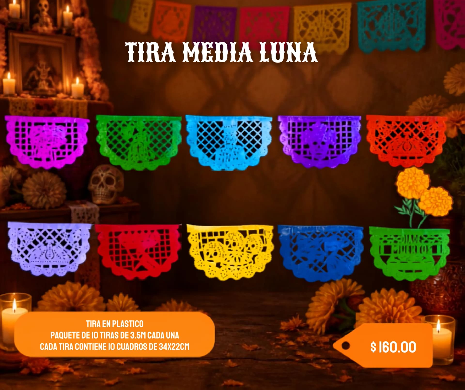 Tira Media Luna - Día de Muertos (Plastico) - Catálogo VIP