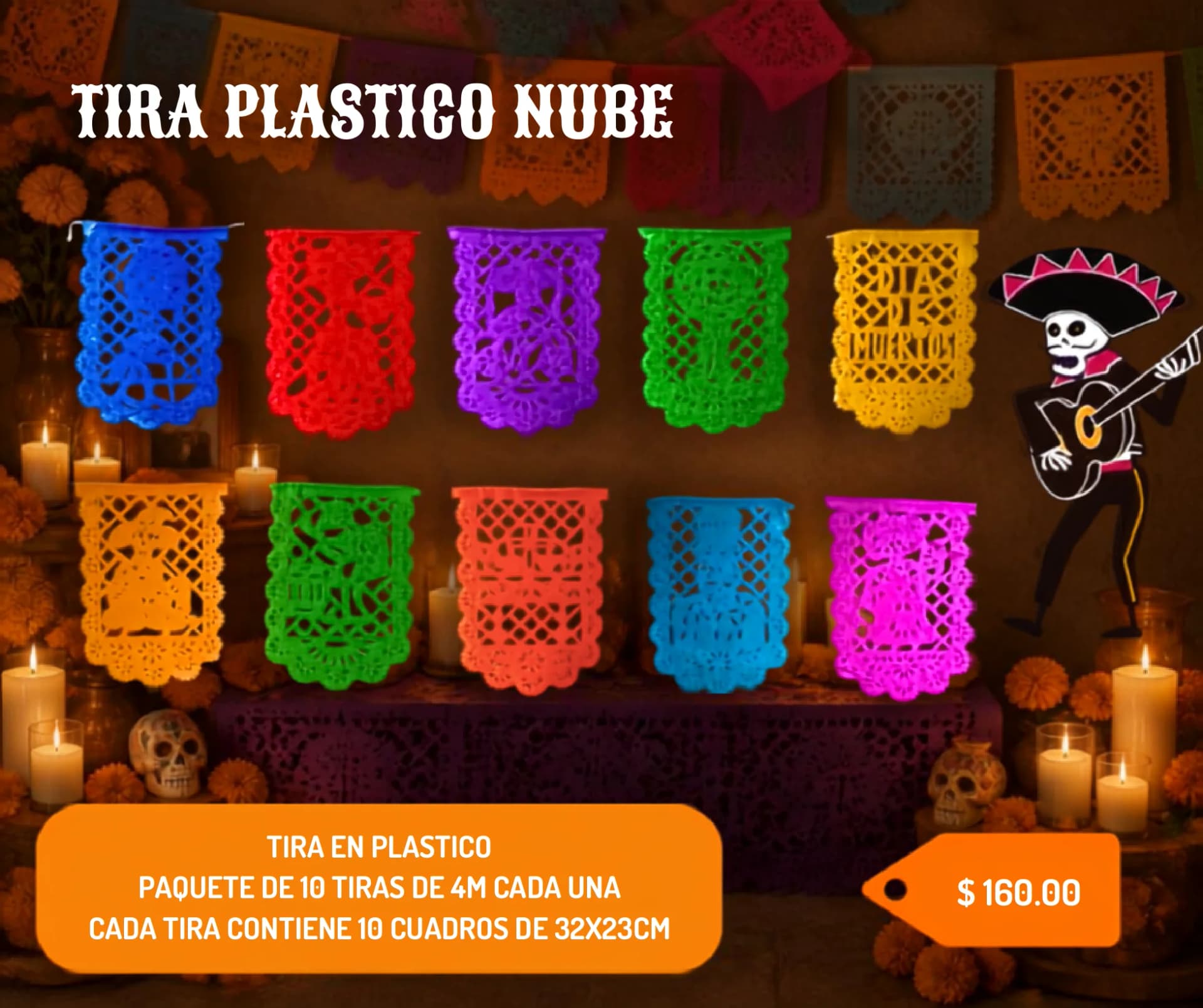 Tira Plastico Nube - Día de Muertos (Plastico) - Catálogo VIP