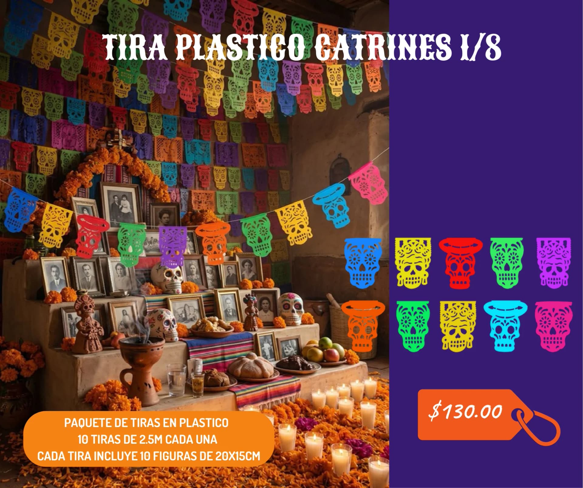 Tira Plastico Catrines 1/8 - Día de Muertos (Plastico) - Catálogo VIP