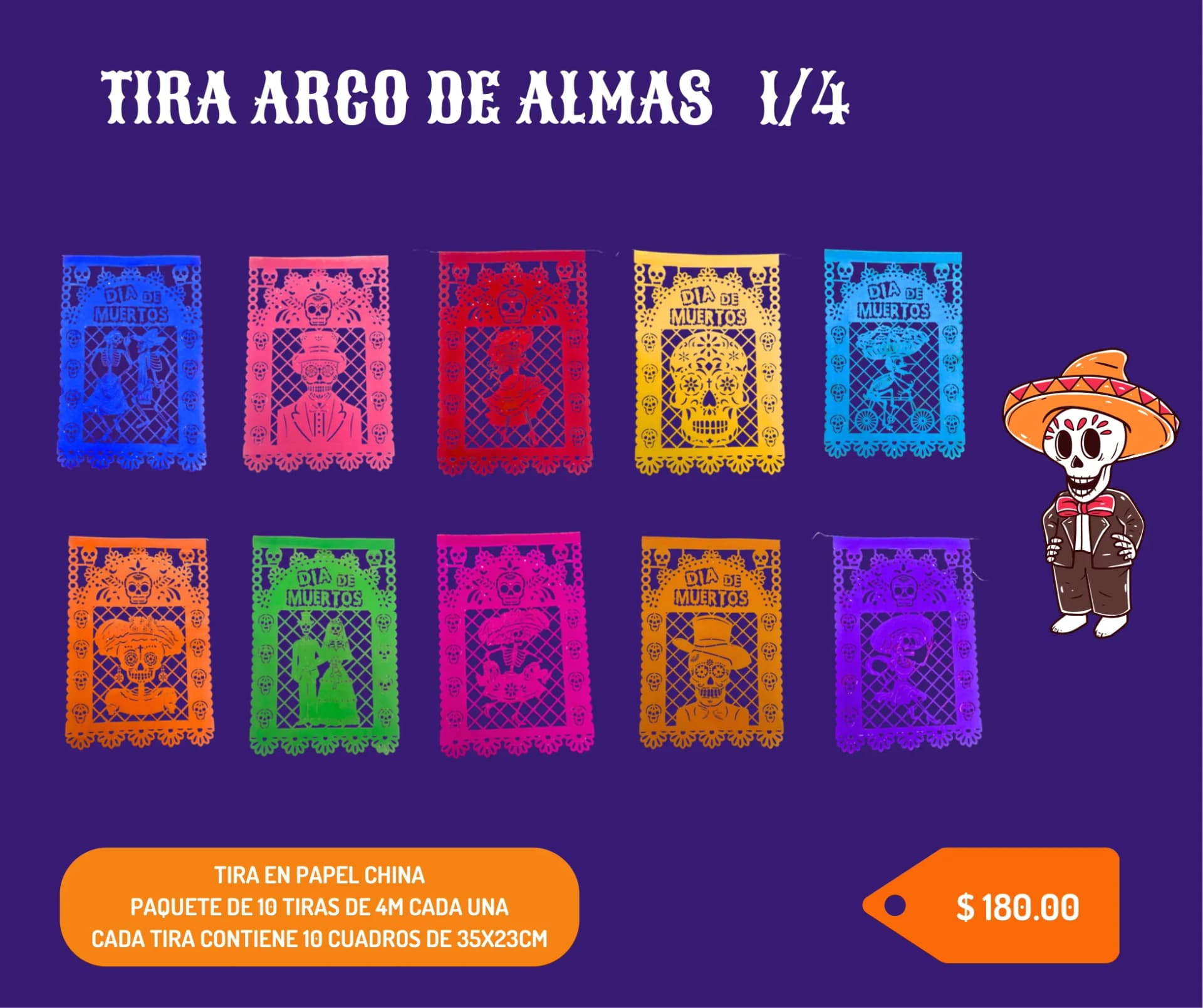Tira Arco De Almas 1/4 - Día de Muertos (Papel China) - Catálogo VIP