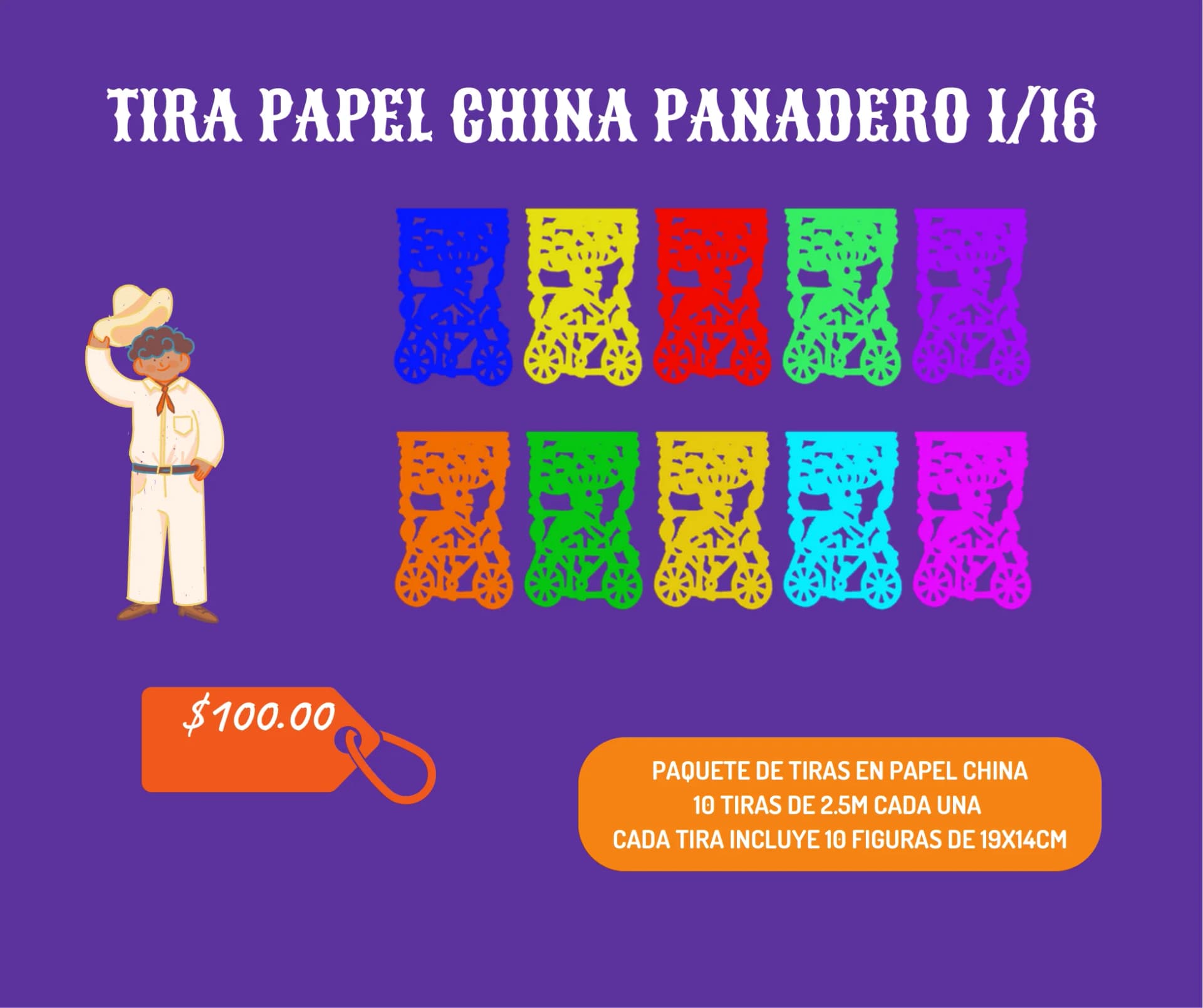 Tira Papel China Panadero 1/16 - Día de Muertos (Papel China) - Catálogo VIP