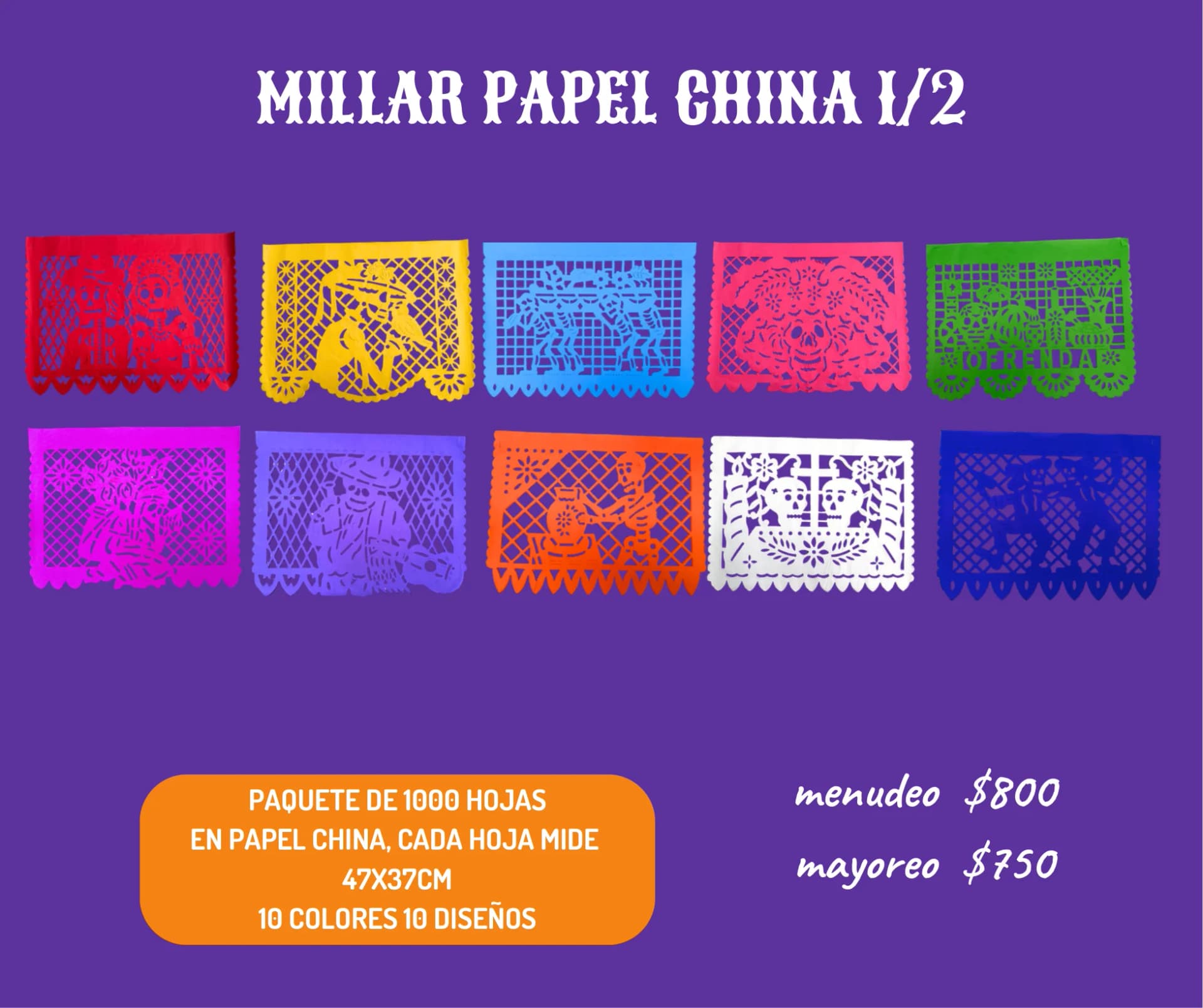 Millar Papel China 1/2 - Día de Muertos (Papel China) - Catálogo VIP