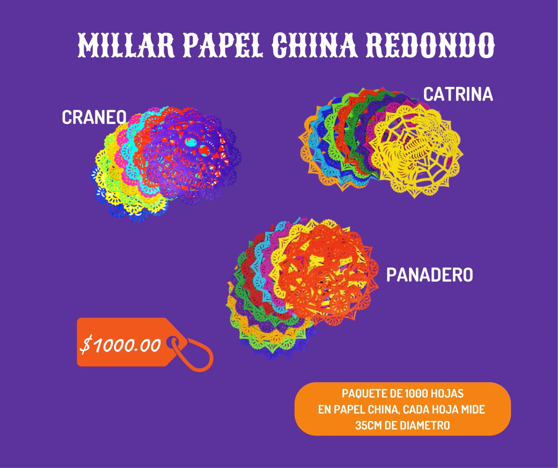 Millar Papel China Redondo - Día de Muertos (Papel China) - Catálogo VIP