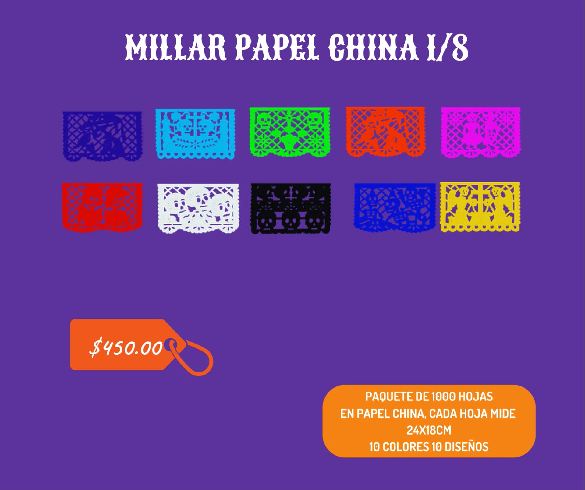 Millar Papel China 1/8 - Día de Muertos (Papel China) - Catálogo VIP