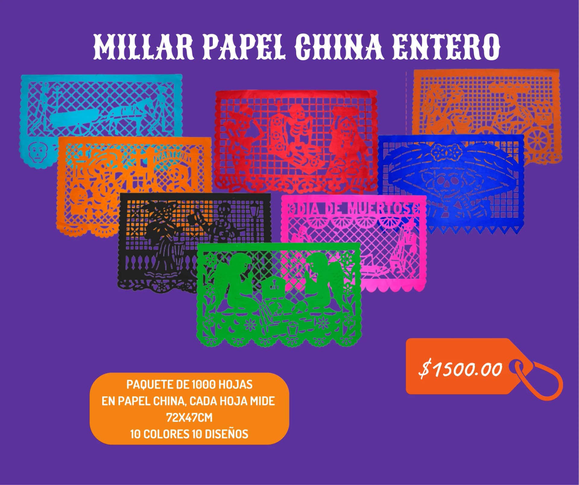 Millar Papel China Entero - Día de Muertos (Papel China) - Catálogo VIP