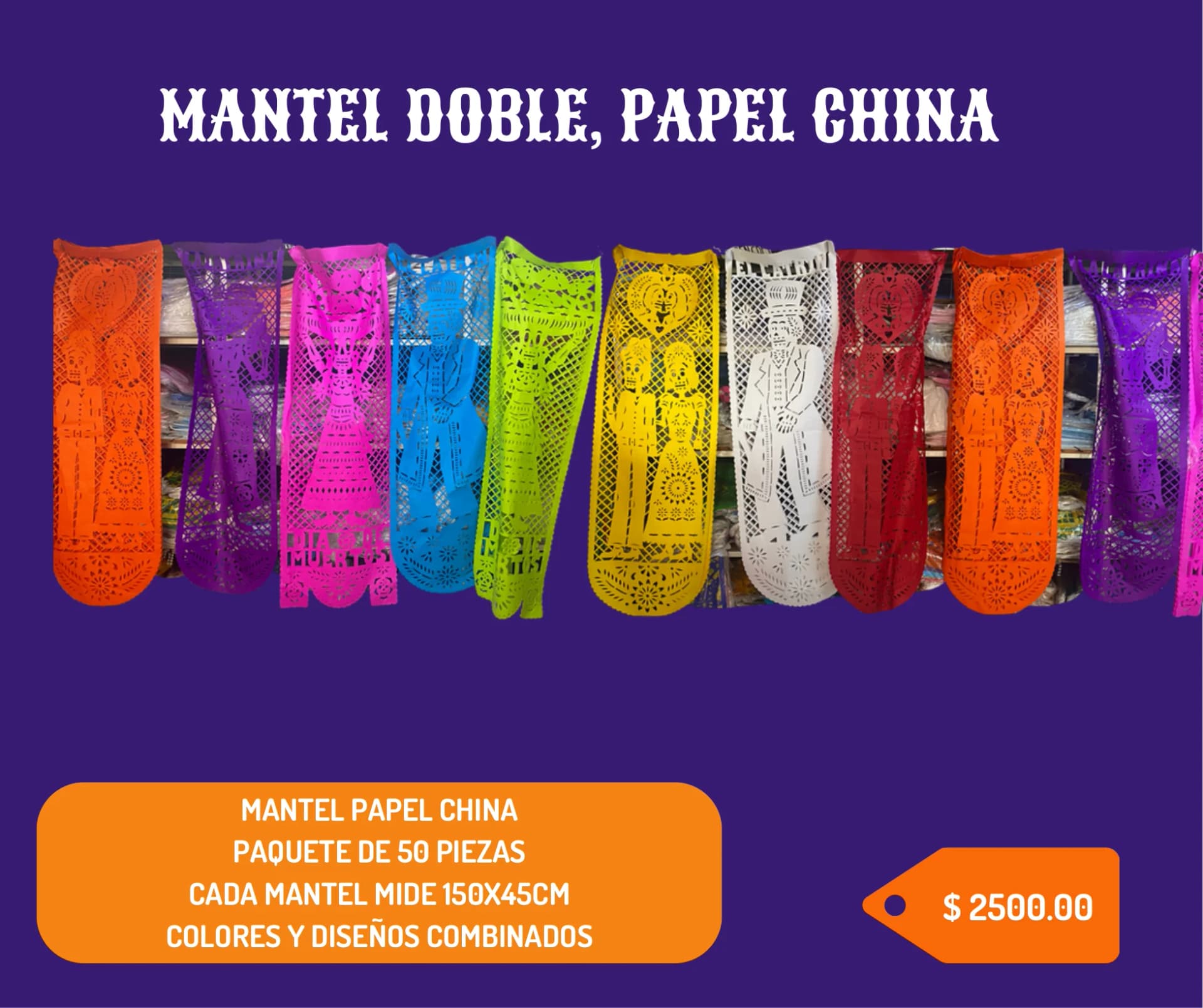 Mantel Doble, Papel China - Día de Muertos (Papel China) - Catálogo VIP