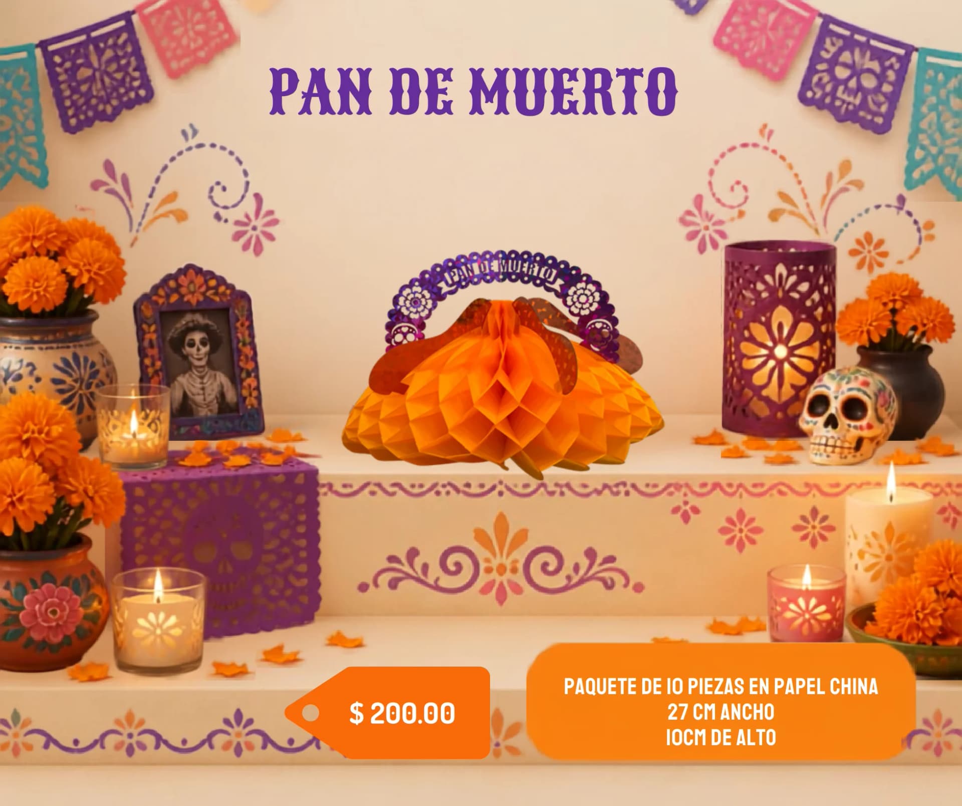 Pan De Muerto - Día de Muertos (Papel China) - Catálogo VIP