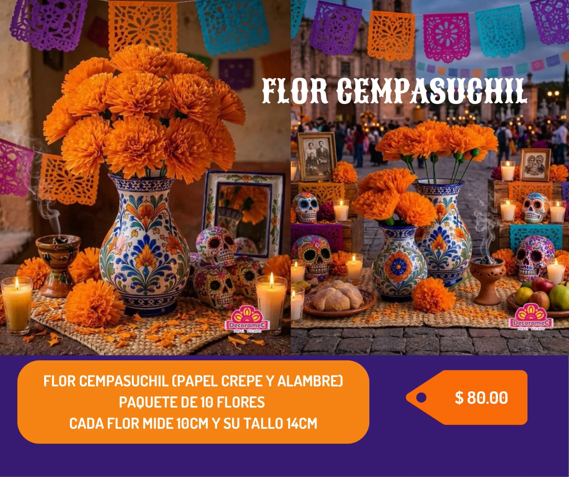 Flor Cempasuchil - Día de Muertos (Papel China) - Catálogo VIP