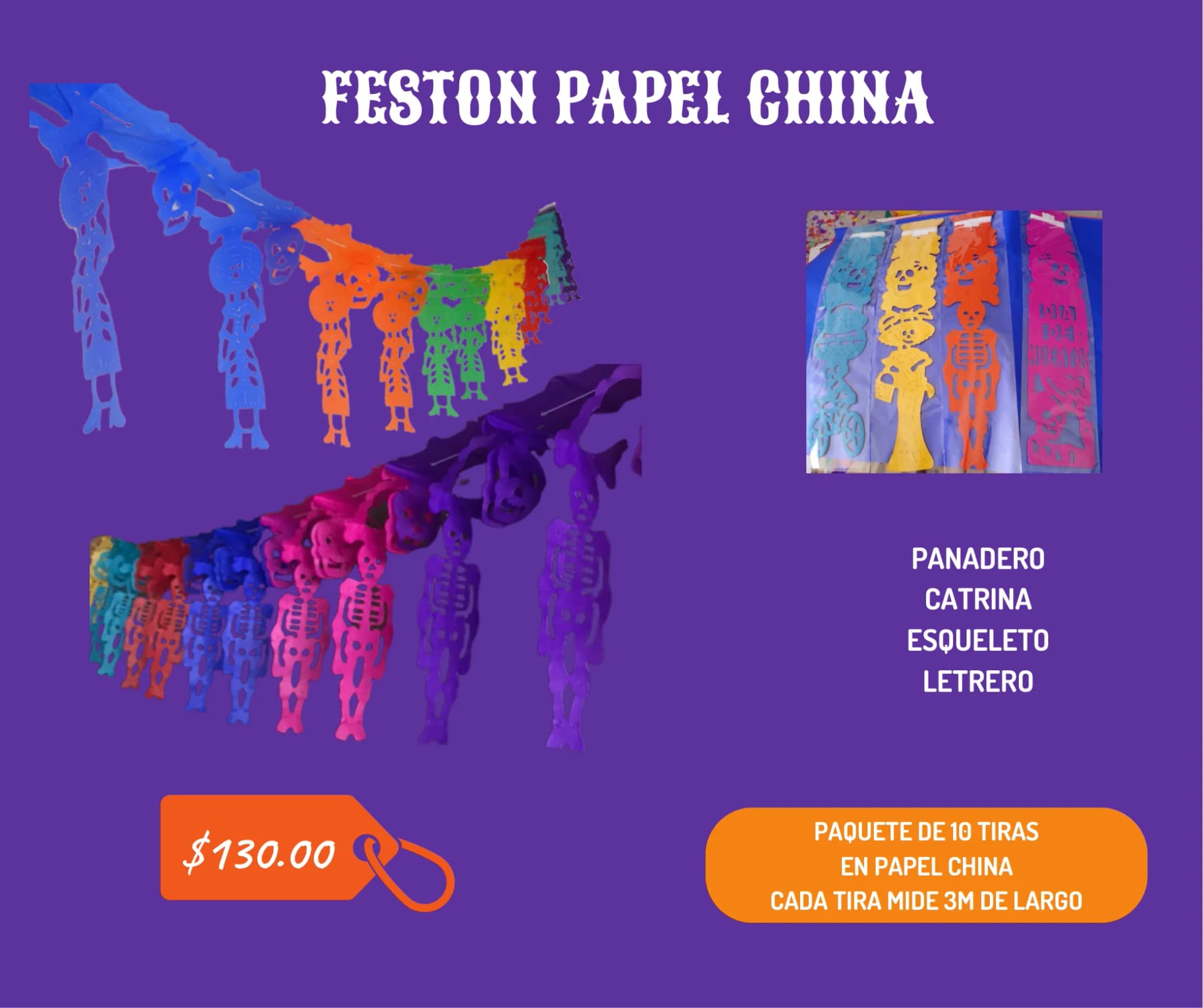 Feston Papel China - Día de Muertos (Papel China) - Catálogo VIP