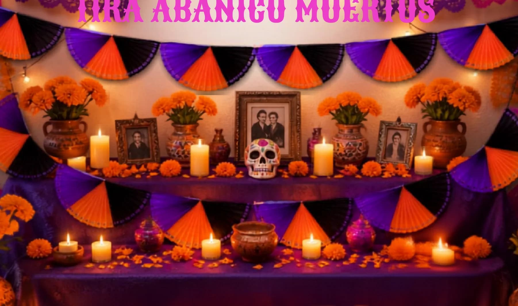 Tira Abanico Muertos - Día de Muertos (Papel China) - Diseño - Papel Picado Auténtico DecorameC