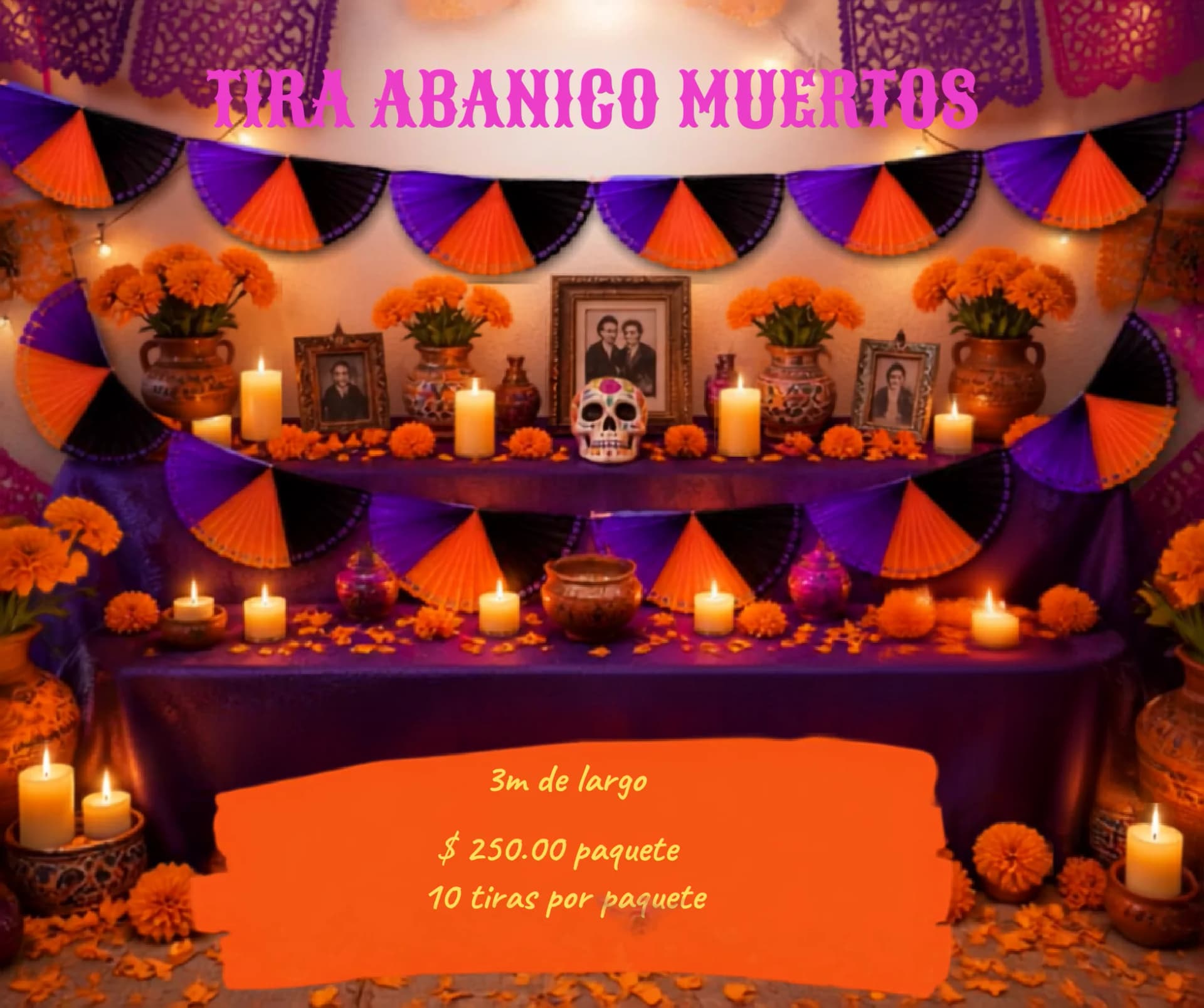 Tira Abanico Muertos - Día de Muertos (Papel China) - Catálogo VIP