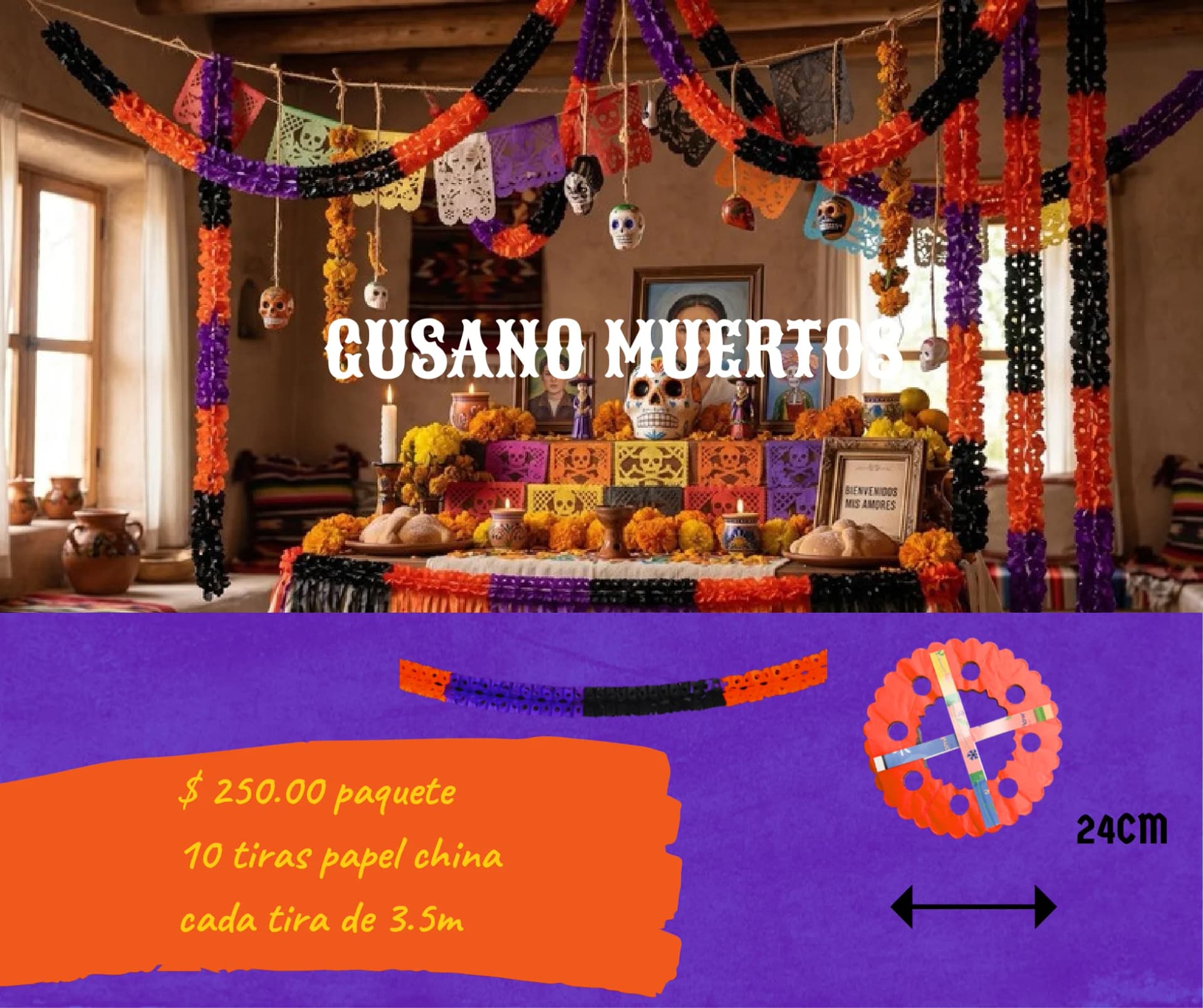 Gusano Muertos - Día de Muertos (Papel China) - Catálogo VIP