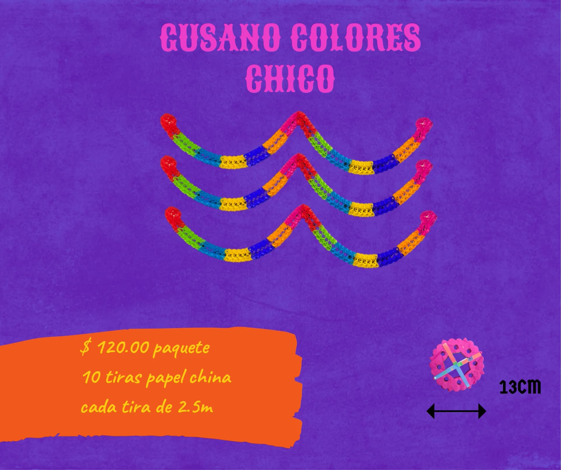 Gusano Colores - Día de Muertos (Papel China) - Catálogo VIP