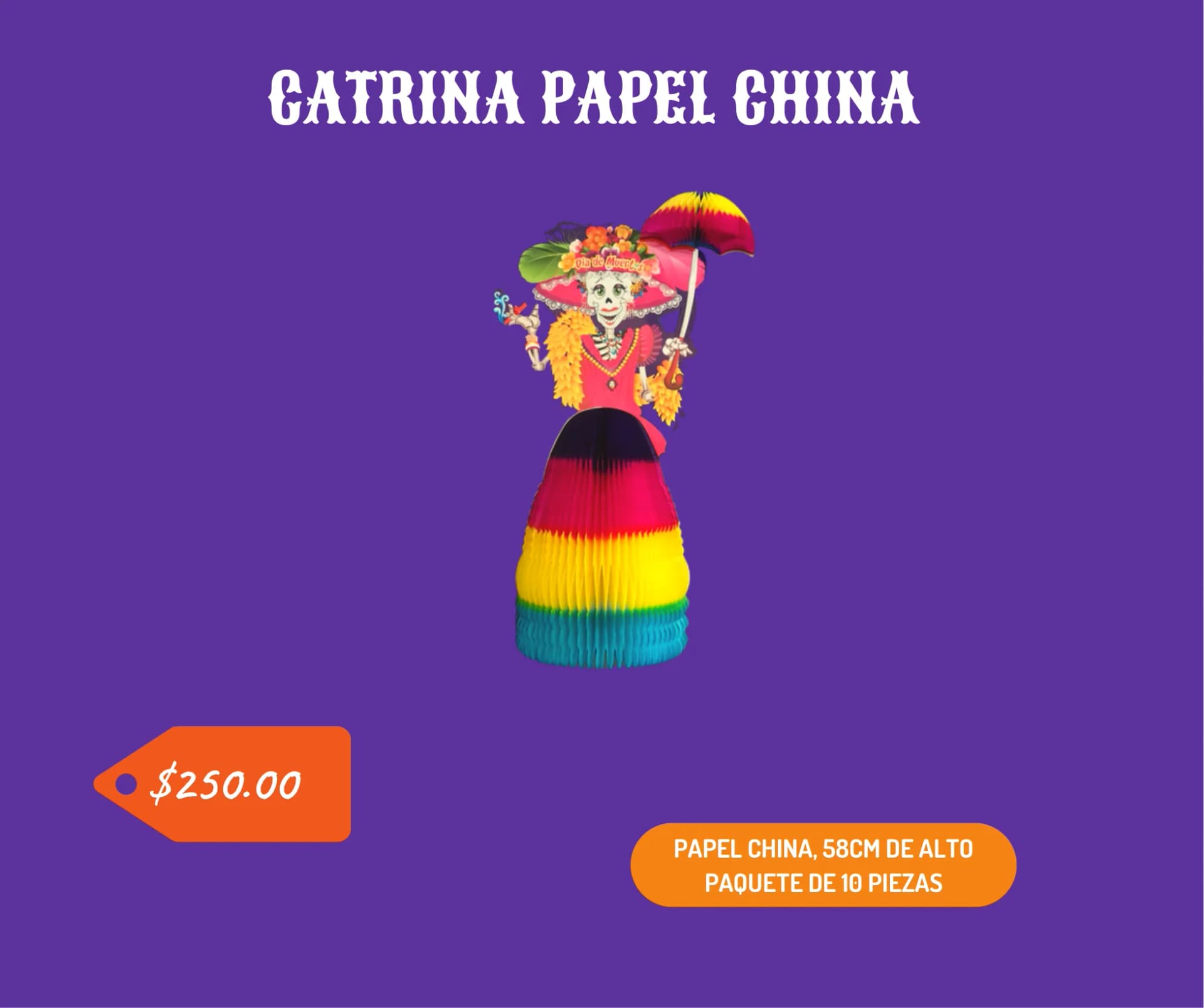 Catrina Papel China - Día de Muertos (Papel China) - Catálogo VIP