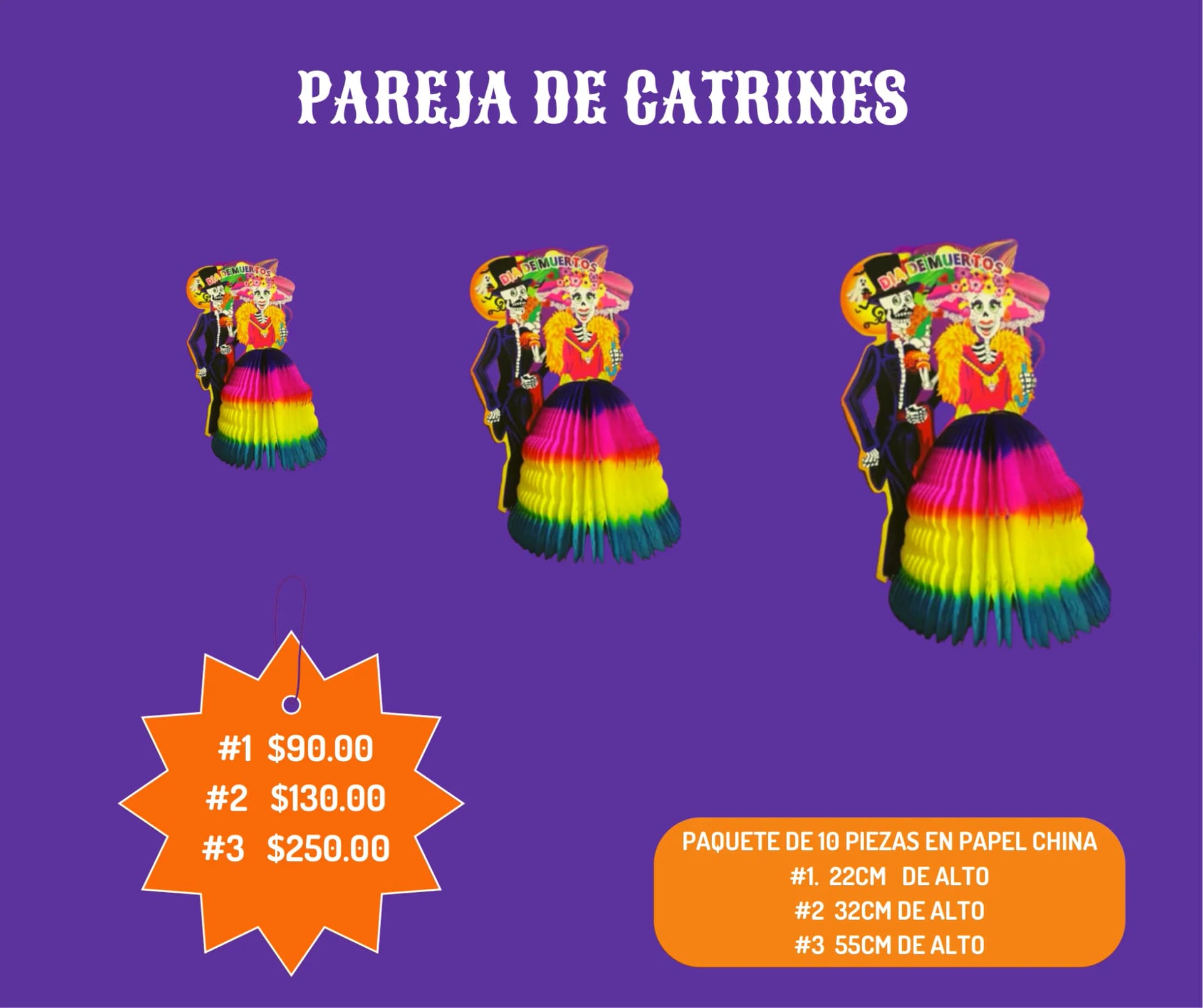 Pareja De Catrines - Día de Muertos (Papel China) - Catálogo VIP