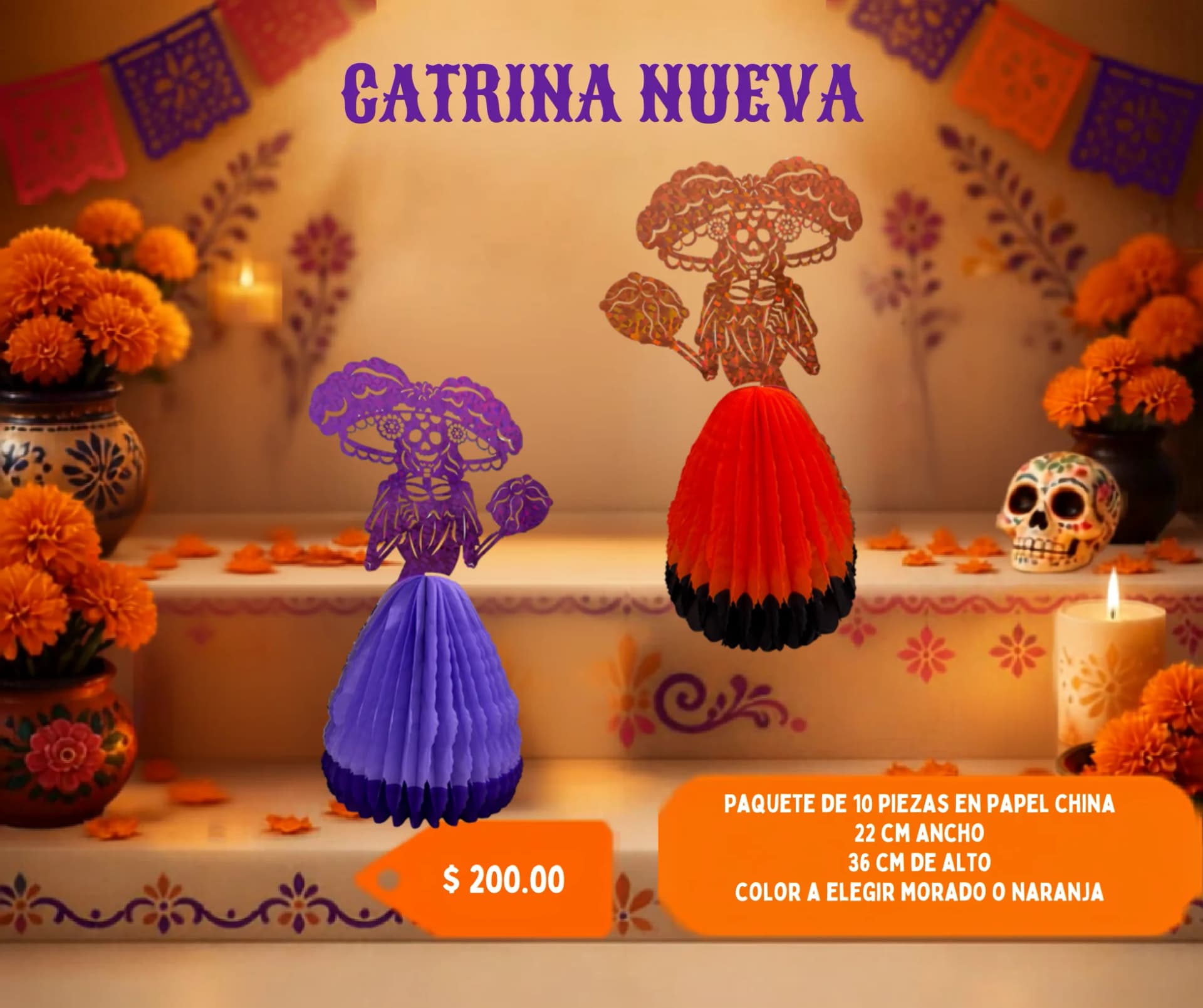 Catrina Nueva - Día de Muertos (Papel China) - Catálogo VIP