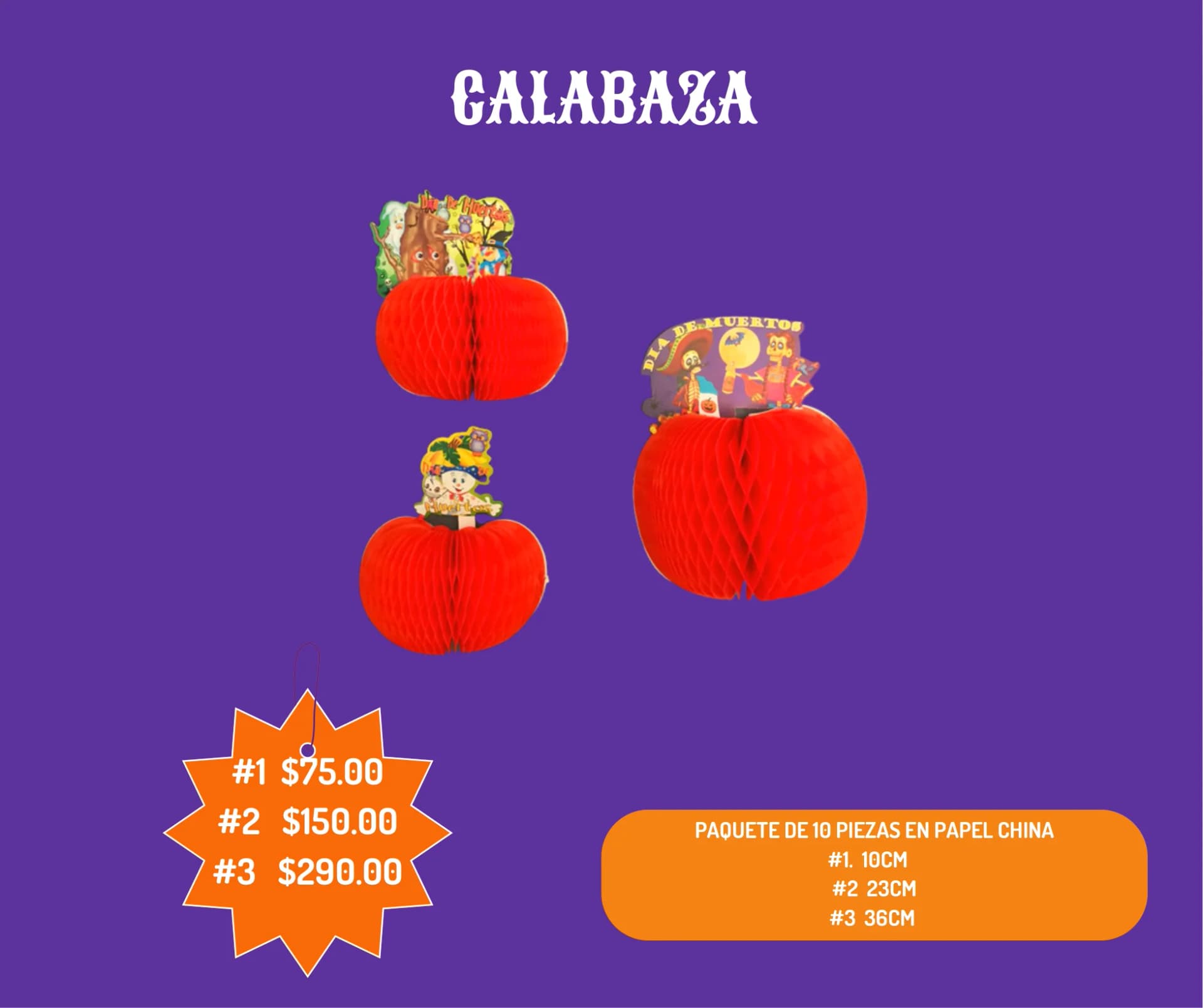 Calabaza - Día de Muertos (Papel China) - Catálogo VIP