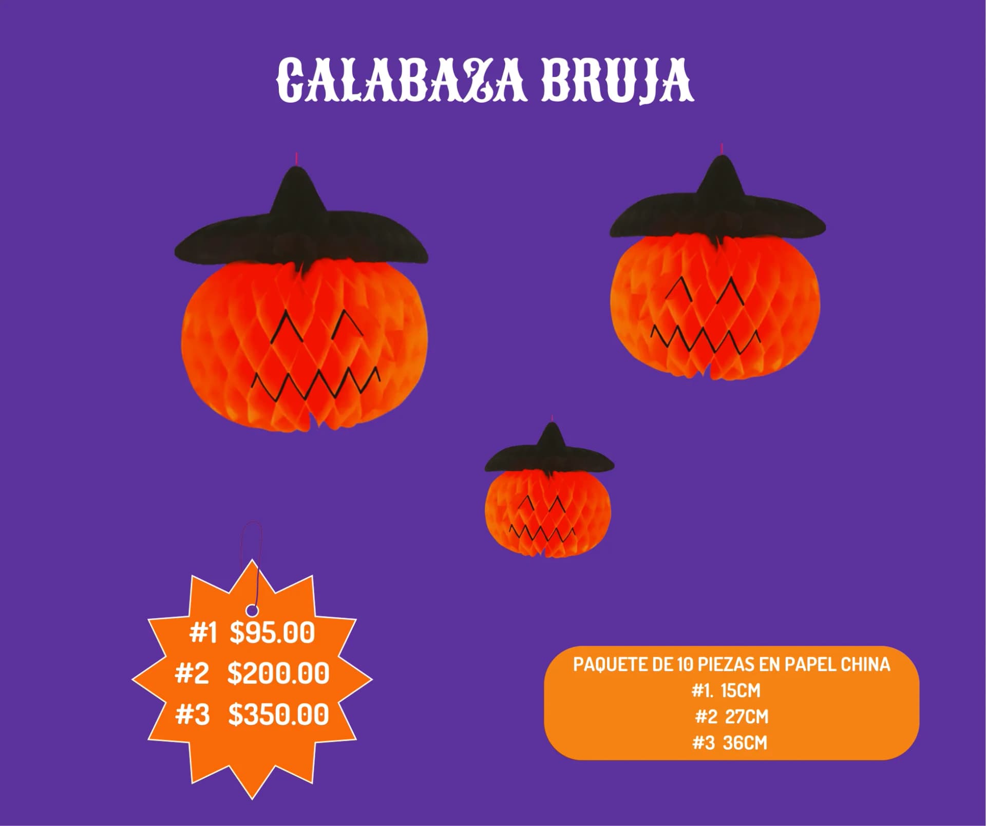 Calabaza Bruja - Día de Muertos (Papel China) - Catálogo VIP