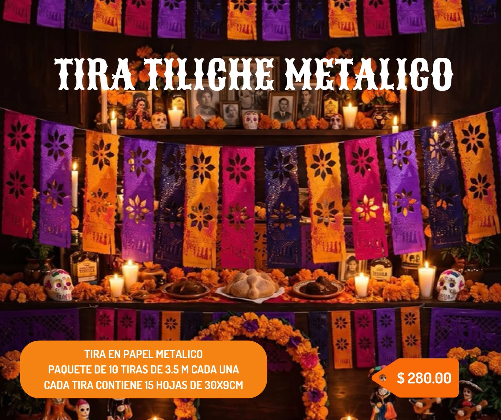 Tira Tiliche Metalico - Día de Muertos (Papel Metalico) - Catálogo VIP