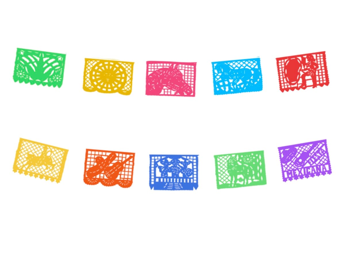 Tira de Plástico Picado para Fiesta Mexicana Lista para Envio - Fabricado en Huixcolotla Puebla por DecorameC Tira de Plastico Picado Fiesta Mexicana - Papel Picado Auténtico DecorameC