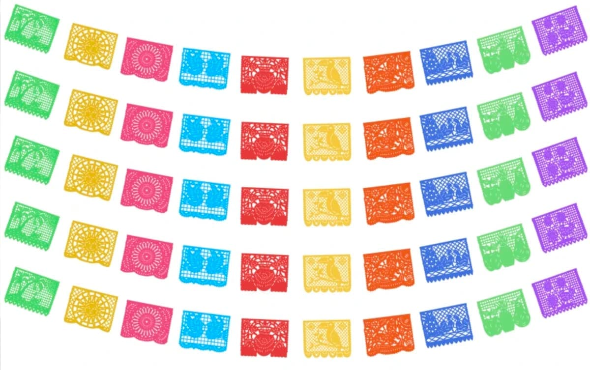 Tira de Papel Picado Primavera de Plástico Picado - Fabricado en Huixcolotla Puebla por DecorameC Papel Picado Primavera en Tira de Plastico Picado - Papel Picado Auténtico DecorameC
