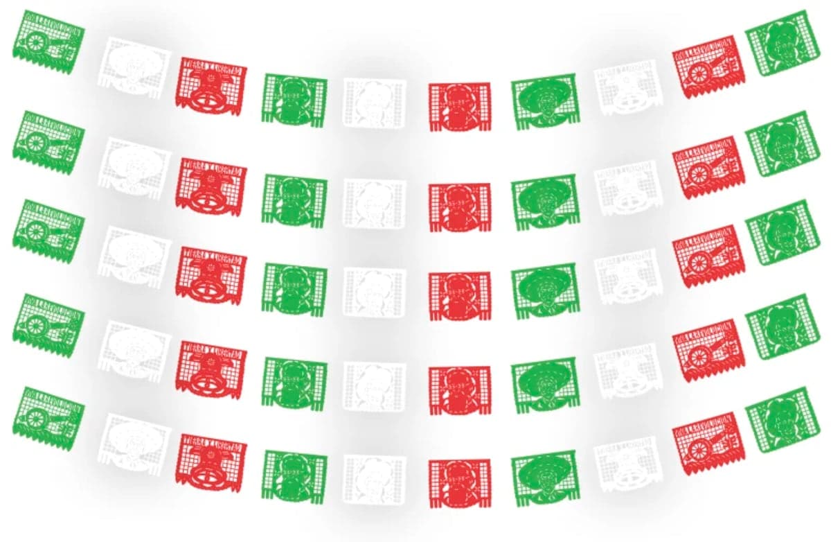 Tira de Plástico Picado Revolución Mexicana 20 de Noviembre - Fabricado en Huixcolotla Puebla por DecorameC plastico picado revolucion mexicana tira para el 20 de noviembre - Papel Picado Auténtico DecorameC