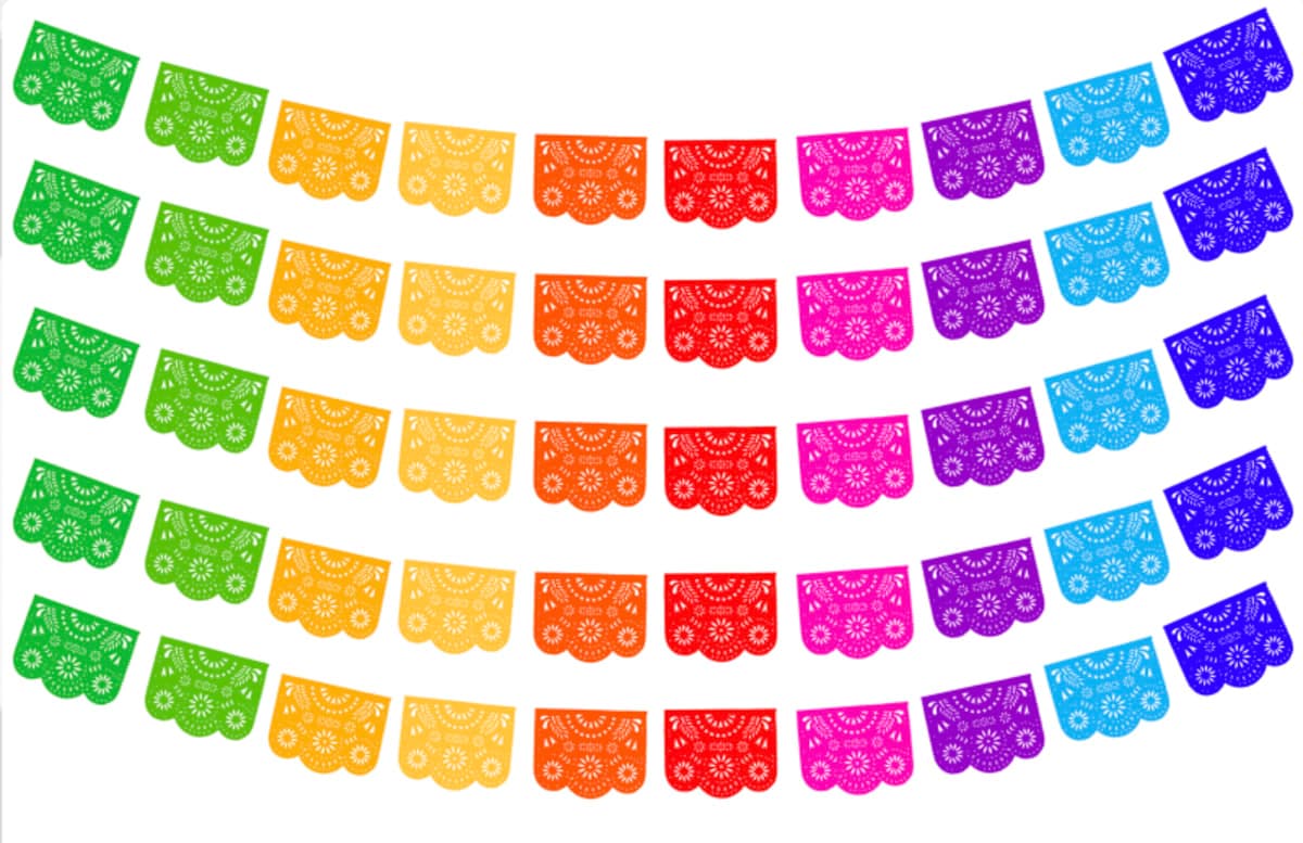 Plástico Picado Destello Multicolor para Decoración - Fabricado en Huixcolotla Puebla por DecorameC plastico picado destello multicolor tira papel picado lista para colgar - Papel Picado Auténtico DecorameC