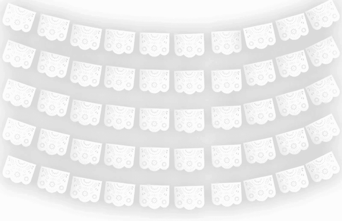 Papel Picado Destello Blanco para Todo Tipo de Evento - Fabricado en Huixcolotla Puebla por DecorameC Papel Picado Destello Blanco Ideal Para todo tipo de evento listo para colgar - Papel Picado Auténtico DecorameC