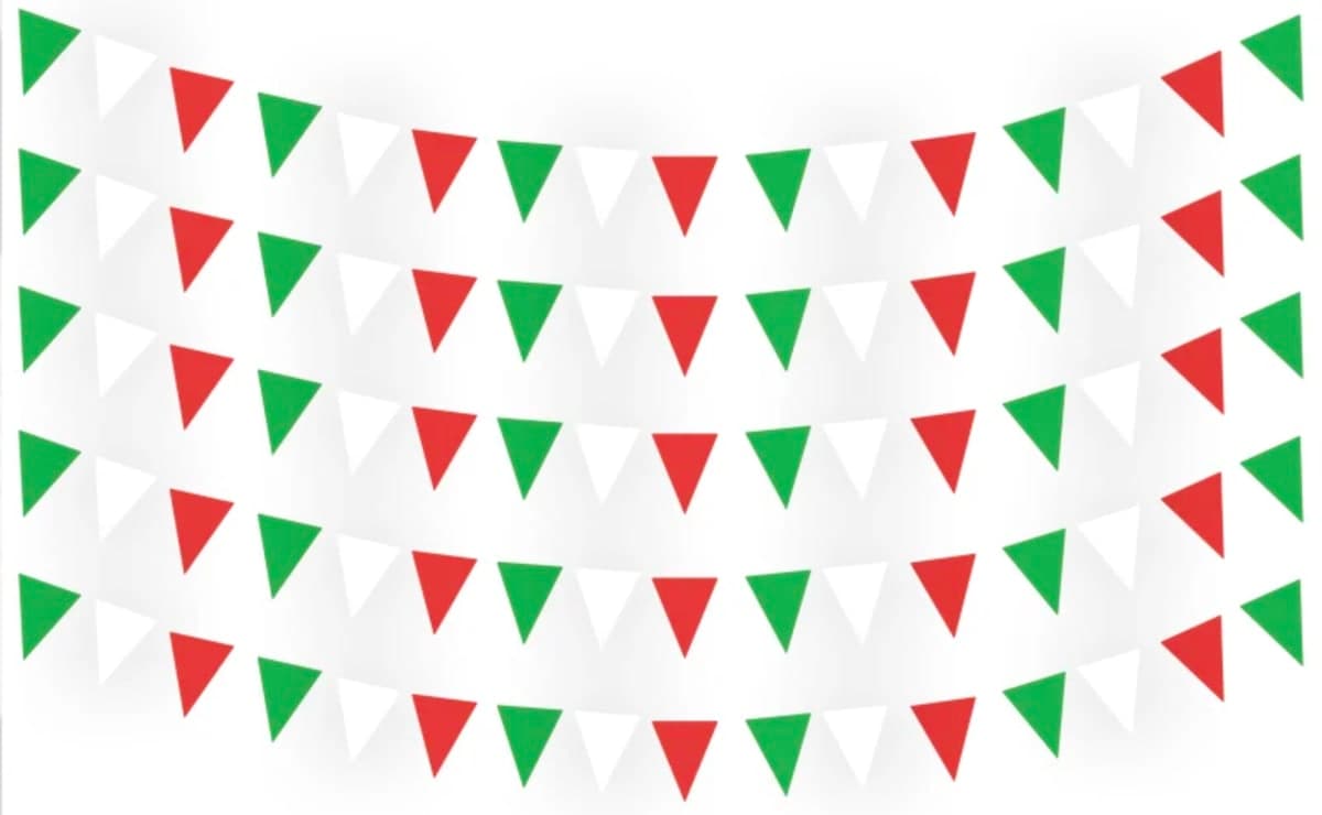 Banderín Liso Tricolor en Tira de Plástico Picado |DECORAMEC - Fabricado en Huixcolotla Puebla por DecorameC Banderin Liso Tricolor en tira de Plastico Picado - Papel Picado Auténtico DecorameC
