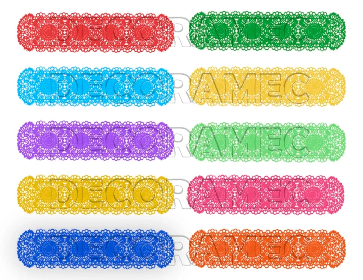 Camino de Mesa de Plástico Picado | Decoración para Fiestas - Fabricado en Huixcolotla Puebla por DecorameC Camino de Mesa Plastico Picado - Papel Picado Auténtico DecorameC