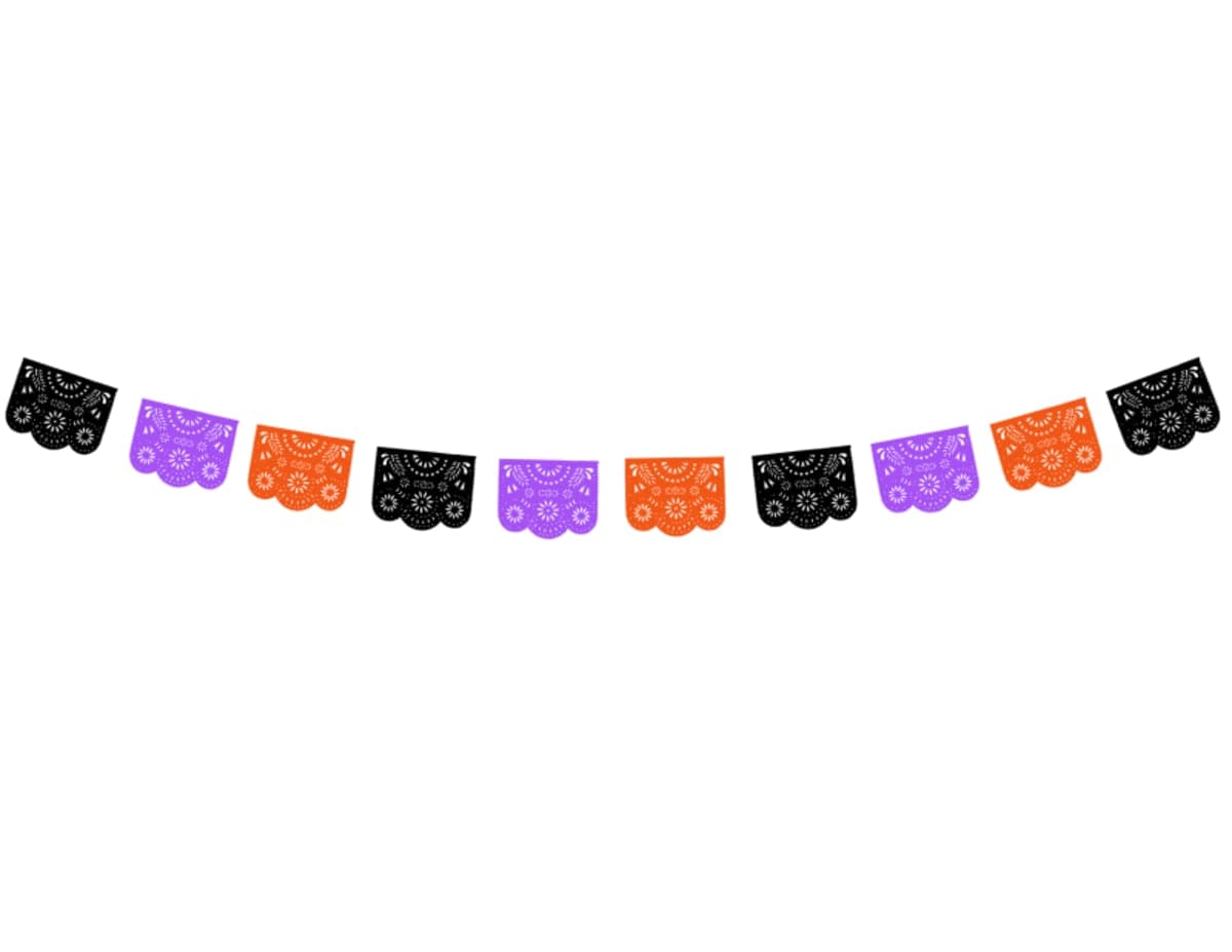 Tira de Plástico Picado para Día de Muertos y Halloween - Fabricado en Huixcolotla Puebla por DecorameC Tira de Plastico Picado para Dia de Muertos Hallowen Destellos - Papel Picado Auténtico DecorameC