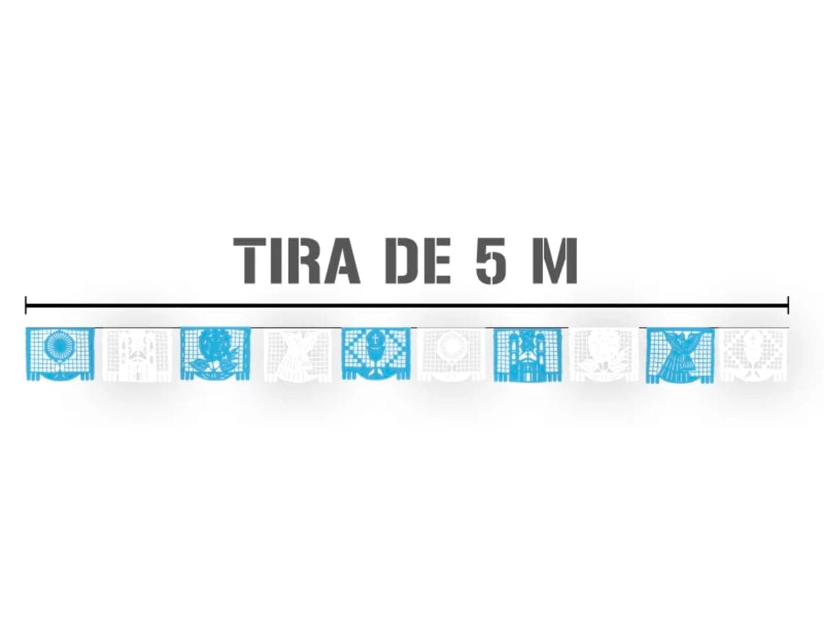 Tira Rectangular Religiosa Azul con Blanco | Plástico Picado - Fabricado en Huixcolotla Puebla por DecorameC Tira Rectangular Religioso Azul con Blanco tira de Plastico Picado - Papel Picado Auténtico DecorameC