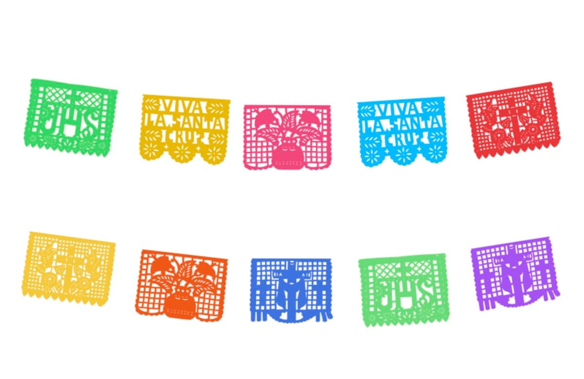 Tira de Plástico Picado Santa Cruz | Envío Rápido y Seguro - Fabricado en Huixcolotla Puebla por DecorameC Tira de Plastico Picado Santa Cruz Envio Rapido y Seguro - Papel Picado Auténtico DecorameC