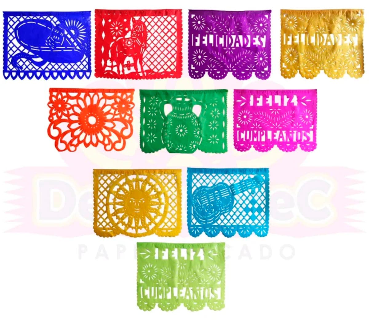 Enramada de Plástico Picado Feliz Cumpleaños | Multicolor - Fabricado en Huixcolotla Puebla por DecorameC Enramada de Plastico Picado Feliz Cumpleaños de Papel Picado Lista para Envio - Papel Picado Auténtico DecorameC