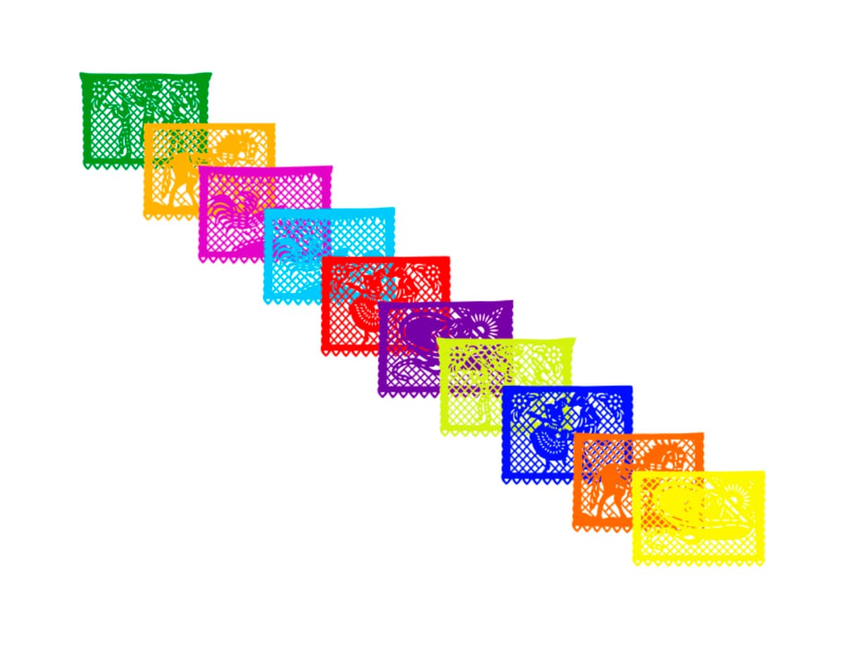 Papel Picado Toda Ocasión Multicolor | Calidad Artesanal - Fabricado en Huixcolotla Puebla por DecorameC Papel Picado Toda Ocasion Multicolor Lista para Envio - Papel Picado Auténtico DecorameC