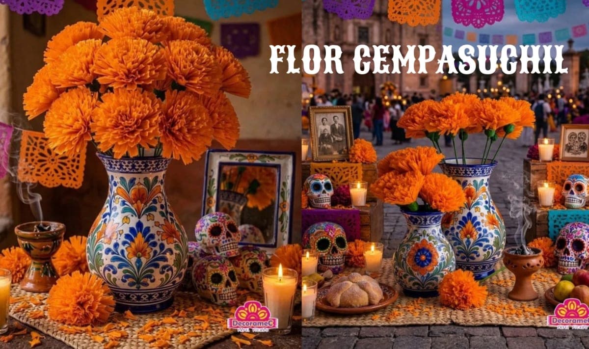 Flor Cempasuchil - Día de Muertos (Papel China) - Fabricado en Huixcolotla Puebla por DecorameC Flor Cempasuchil - Día de Muertos (Papel China) - Diseño - Papel Picado Auténtico DecorameC