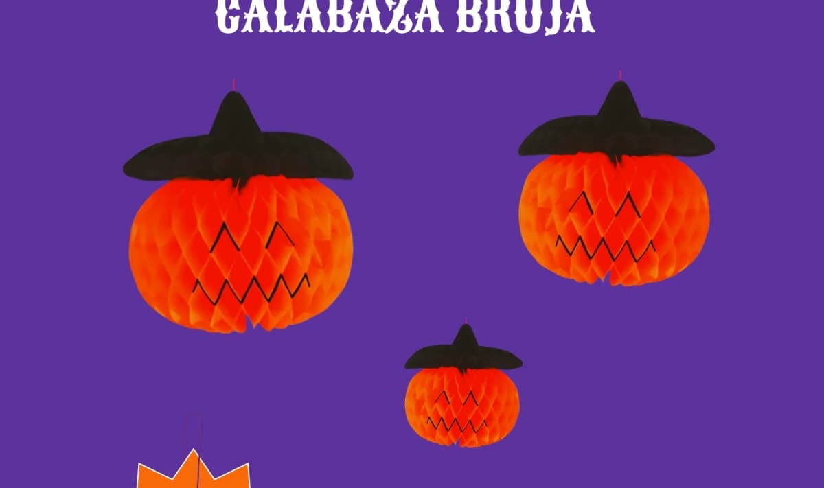 Calabaza Bruja - Día de Muertos (Papel China) - Fabricado en Huixcolotla Puebla por DecorameC Calabaza Bruja - Día de Muertos (Papel China) - Diseño - Papel Picado Auténtico DecorameC