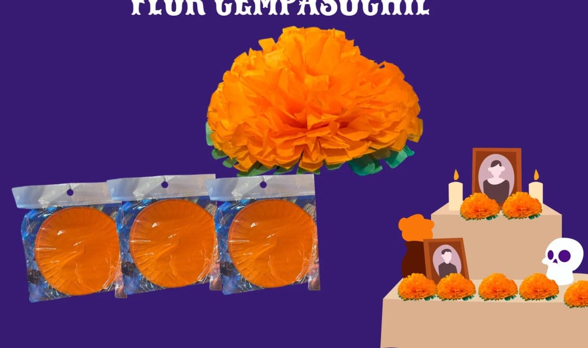 Flor Cempasuchil - Día de Muertos (Papel China) - Fabricado en Huixcolotla Puebla por DecorameC Flor Cempasuchil - Día de Muertos (Papel China) - Diseño - Papel Picado Auténtico DecorameC