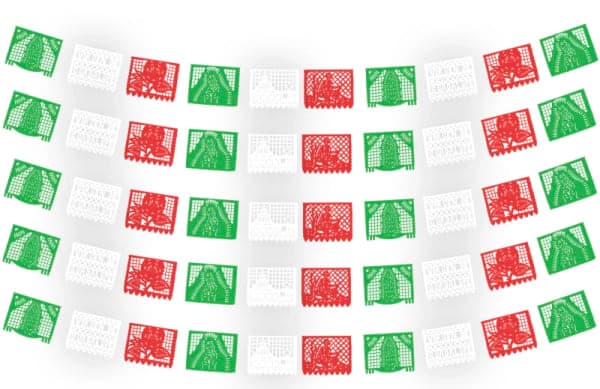 Enramada Virgen de Guadalupe Tricolor Tira de Plástico | Papel Picado DecorameC Huixcolotla Puebla Enramada de Virgen de Gualupe Tricolor Tira de Plastico - Papel Picado Artesanal DecorameC