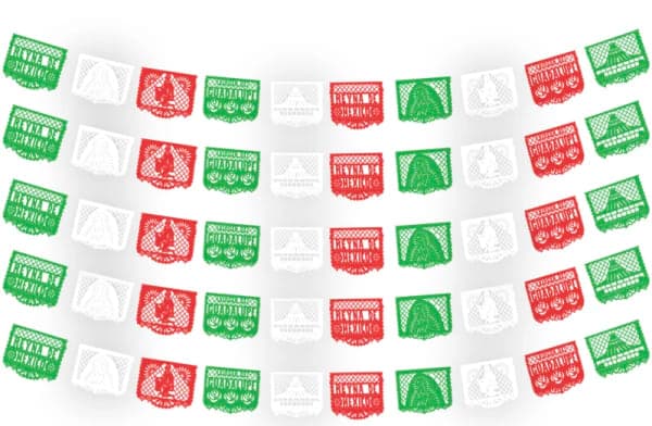 Plástico Picado Reina de México Tira Tricolor Virgen de Guadalupe | Papel Picado DecorameC Huixcolotla Puebla Plastico Picado Reyna de Mexico Tira Tricolor Virgen de Guadalupe - Papel Picado Artesanal DecorameC