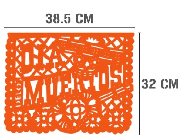 Papel Picado Día de Muertos Naranja y Negro Plastico Picado | Papel Picado DecorameC Huixcolotla Puebla Papel Picado Dia de Muertos Naranja con Negro Plastico Picado en Tira - Papel Picado Artesanal DecorameC