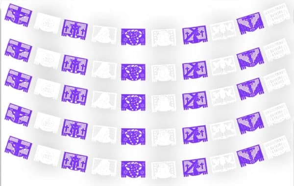 enramada semana santa morado y blanco en plástico picado | Papel Picado DecorameC Huixcolotla Puebla Enramada Semana Santa Plastico Picado Morado y Blanco - Papel Picado Artesanal DecorameC