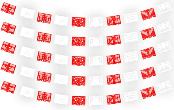 Enramada Semana Santa de Plástico Picado Rojo y Blanco | Papel Picado DecorameC Huixcolotla Puebla Enramada Semana Santa Plastico Picado Rojo y Blanco - Papel Picado Artesanal DecorameC